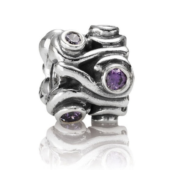 Pandora Ocean Wave Purple CZ Charm - Picture 1 of 5